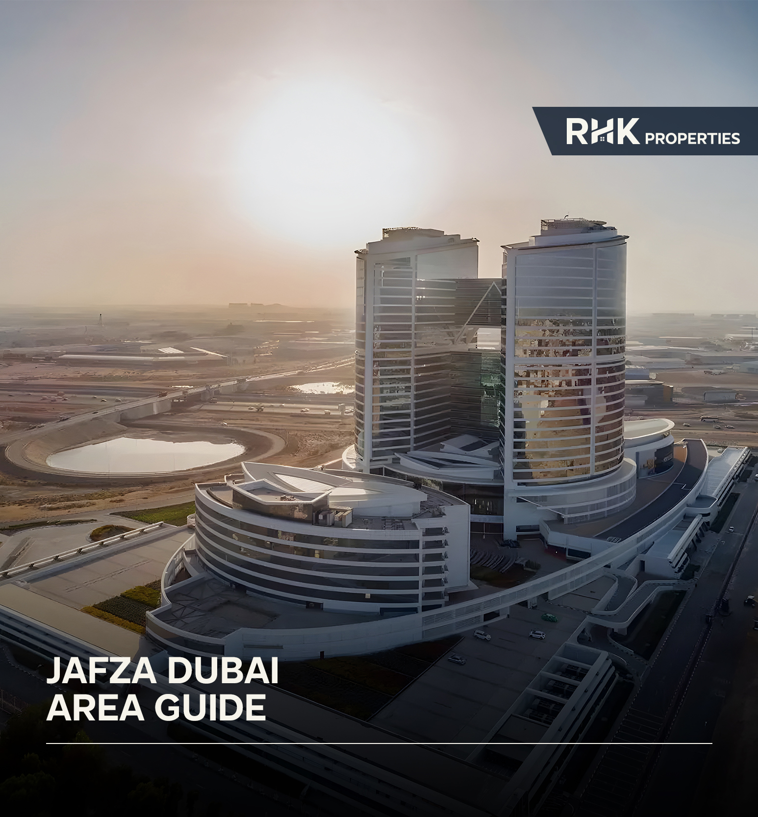 JAFZA Dubai free zone towers and industrial area with surrounding roads