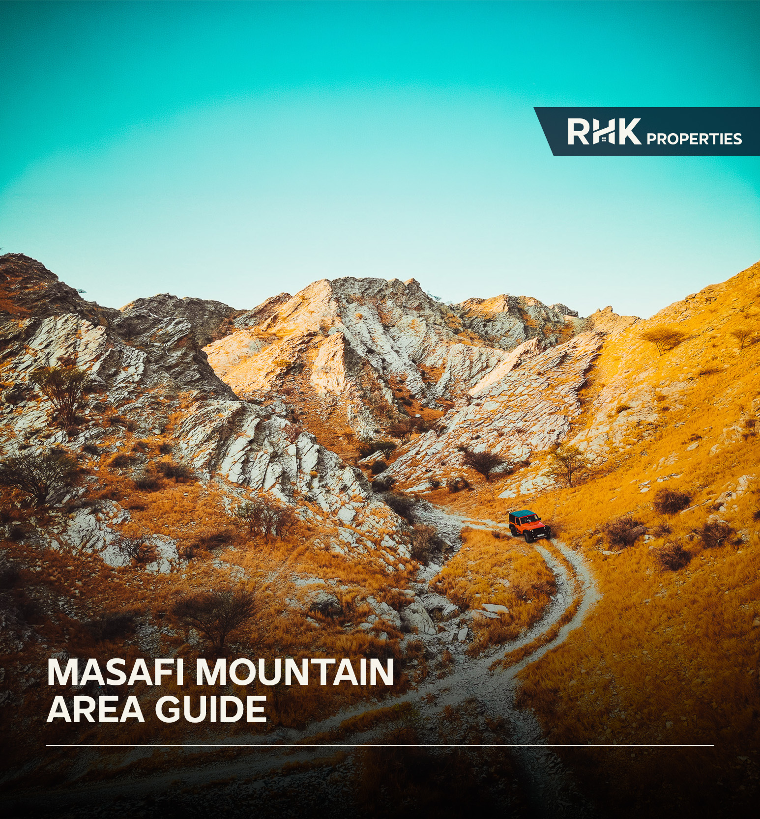 Off-road trail in Masafi surrounded by rugged mountain landscapes and desert scenery.