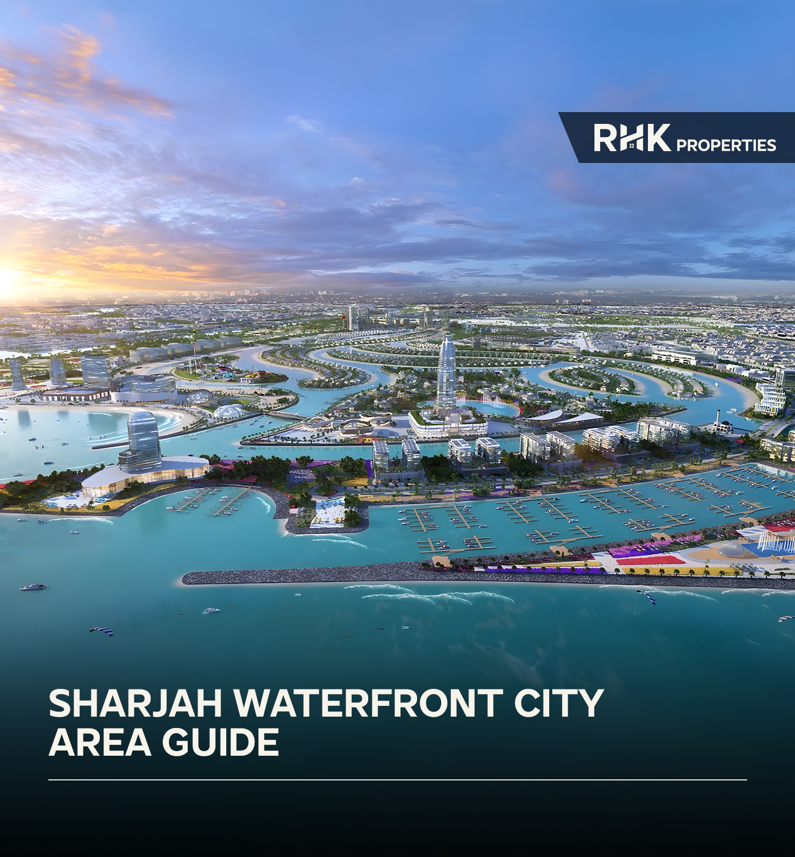 Sharjah Waterfront City master-planned waterfront community with waterways, marinas, and modern architecture.